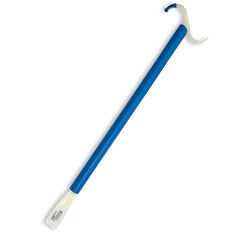 Dressing Stick and Shoehorn Combination Aid blue long reach tool with curved hook and shoehorn tip