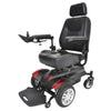 Image of Drive Titan Transportable Front Wheel Drive Powerchair three quarter view with padded seat armrests and footplate