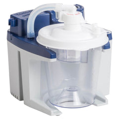 Drive VacuAide 7325 Portable Medical Suction Machine with clear collection canister tubing port and compact blue housing