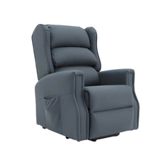 Dual Motor Electric Lift Recliner Chair with Adjustable Backrest dark blue padded electric recliner chair front view