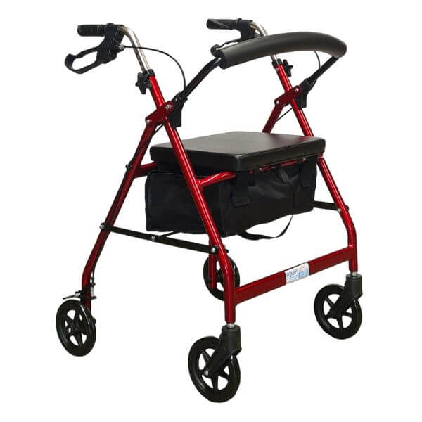 EasyGlide 6 Inch Wheel Rollator Red