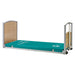 Electric Adjustable Floor Bed for Home and Community Care low height bed with teal mattress and wooden end panels