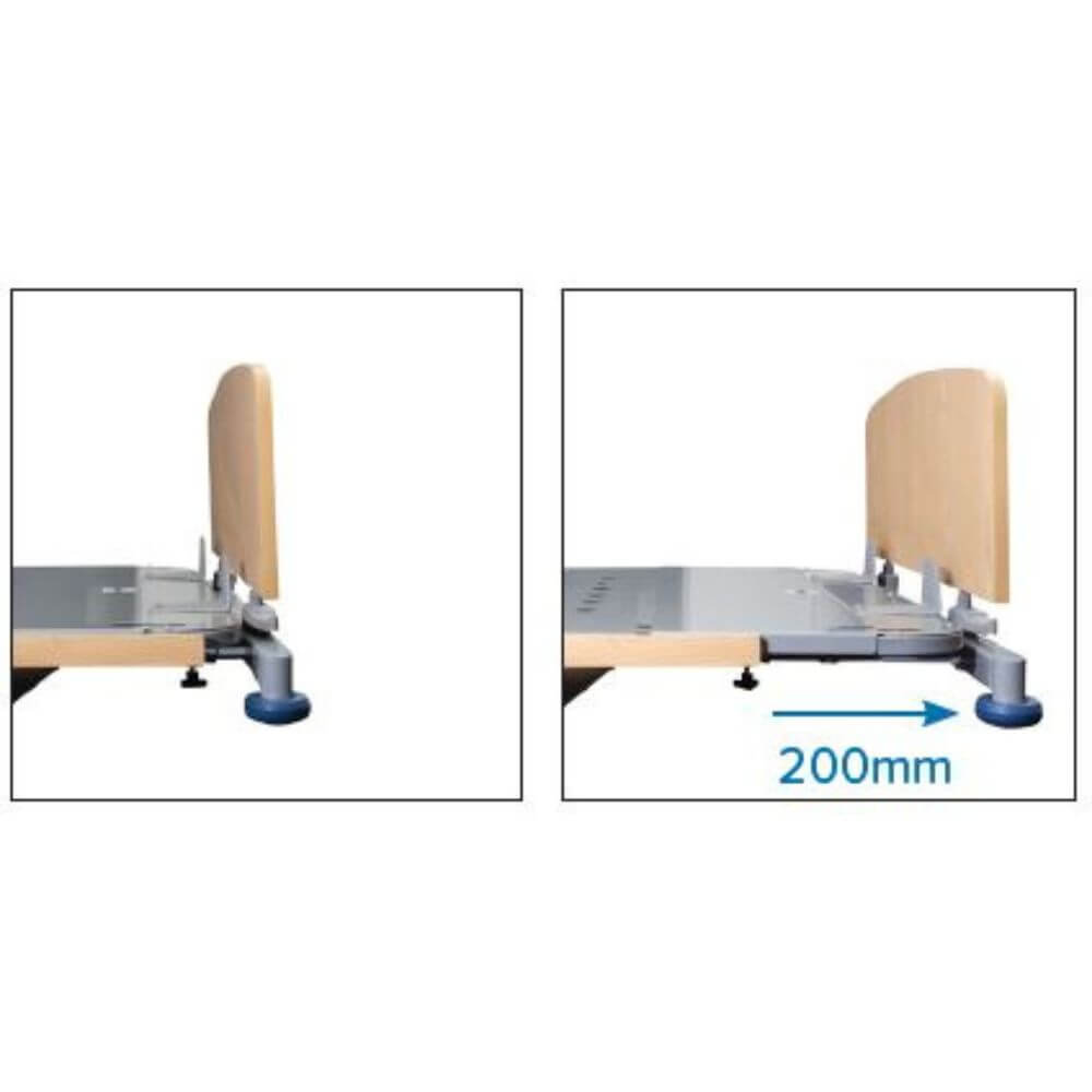 Electric Floorline Aged Care Bed with High Low Adjustment side view showing low floor height and headboard detail
