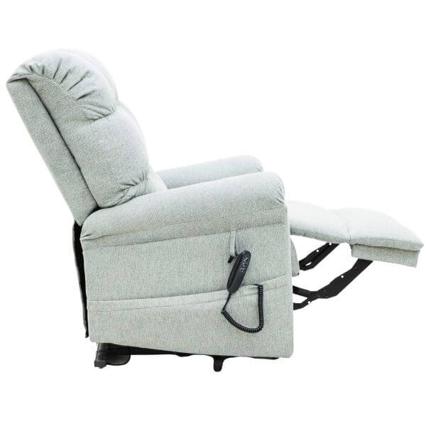 Electric Lift Recliner for Comfort Fabric Ash with Leg Extended