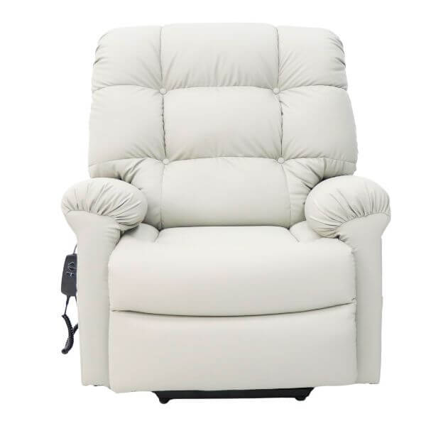 Electric Lift Recliner for Comfort Leather Light Grey Front View