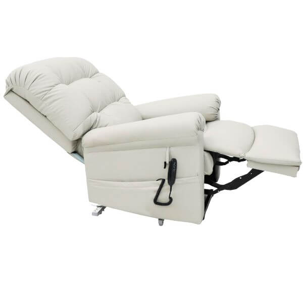 Electric Lift Recliner for Comfort Leather Light Grey Semi Extended