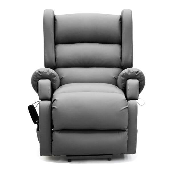 Electric Lift Recliner for Everyday Relaxation Leather Dark Grey Front View