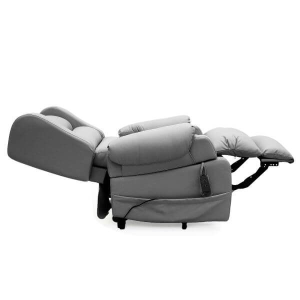 Electric Lift Recliner for Everyday Relaxation Leather Dark Grey Fully Extended