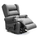 Electric Lift Recliner for Everyday Relaxation Leather Dark Grey NE View with Legs Extended
