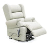 Image of Electric Lift Recliner for Everyday Relaxation Leather Light Grey NE View Leg Extended