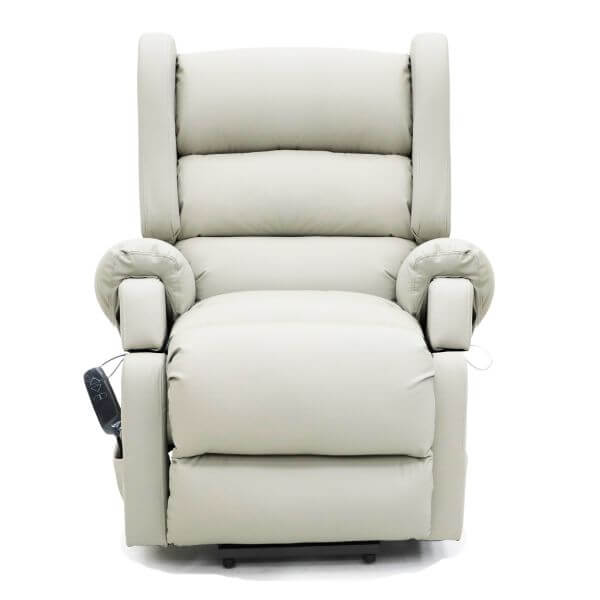 Electric Lift Recliner for Everyday Relaxation Leather Light Grey front View