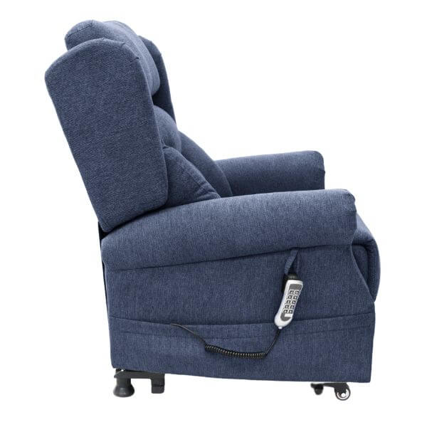 Electric Lift Recliner for Therapy Fabric Blue Side View