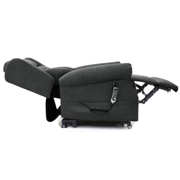 Electric Lift Recliner for Therapy Fabric Graphite Fully Extended
