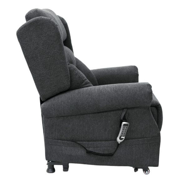 Electric Lift Recliner for Therapy Fabric Graphite Side View