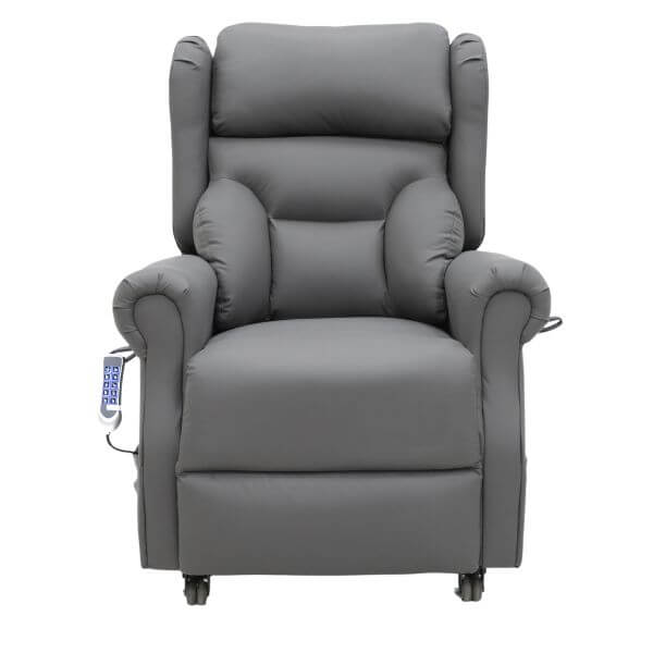 Electric Lift Recliner for Therapy Leather Grey Front View