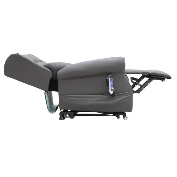 Electric Lift Recliner for Therapy Leather Grey Fully Extended