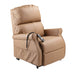Electric Rise and Recline Lift Chair Single Motor Handset in coffee vinyl reclined position with extended footrest
