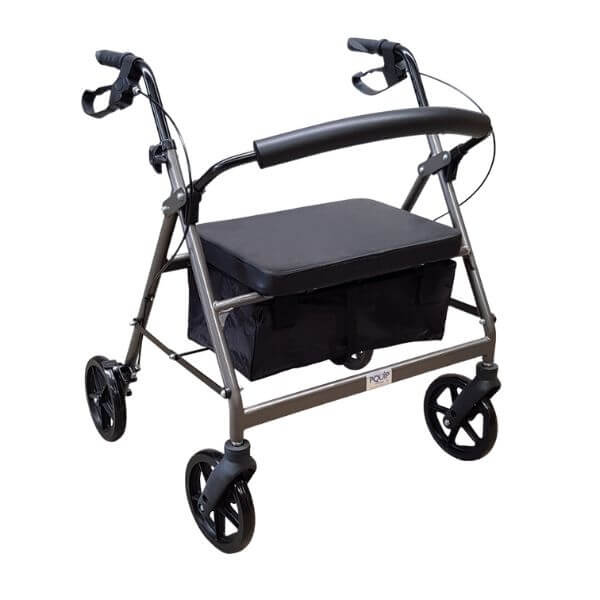 Extra Wide Heavy-Duty Rollator with 8-Inch Wheels Titanium