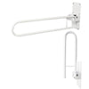 Image of Folding Wall Support Rail with Spring Loaded Mechanism white fold-down support rail shown raised against wall bracket