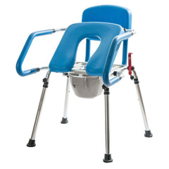 Front view of Over Toilet Aid with Spring Assist Lift Seat showing height-adjustable legs and supportive armrests