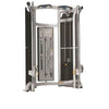 Image of Functional Trainer Cable Machine with Multi Grip Pull Up Bar front view with dual weight stacks and cable attachments