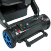 Image of Galaxy Lightweight Electric Wheelchair rear battery compartment with transport wheels and locking latches