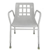 Image of Homecraft Aluminium Shower Chair with Backrest, Armrests and Adjustable Height front view with armrests and non-slip feet