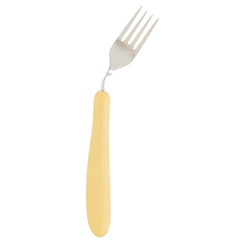 Homecraft Caring Angled Adaptive Cutlery for Limited Hand Mobility fork with yellow easy-grip angled handle