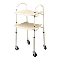 Homecraft Folding Indoor Trolley with Adjustable Height cream two tier trolley with handles and caster wheels