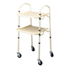 Image of Homecraft Folding Indoor Trolley with Adjustable Height cream two tier trolley with handles and caster wheels