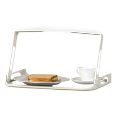 Homecraft Freehand Tray One Hand Carry Tray with Folding Handle holding plate with sandwich and cup for stable one hand carrying
