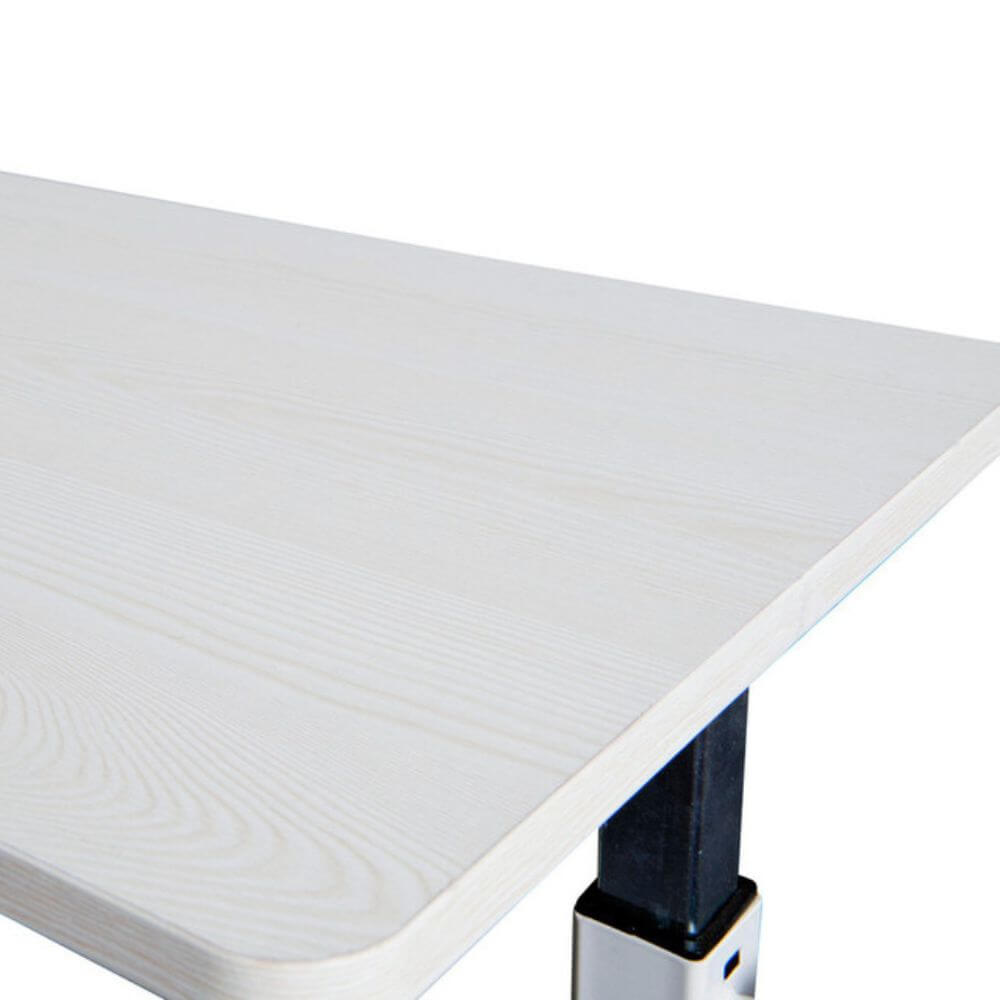 King Overbed Table with Spring Lift 90 x 39cm close-up of white laminate tabletop surface