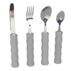 Image of Lightweight Foam Handled Adaptive Cutlery for Easy Grip four-piece set with knife, fork and two spoons
