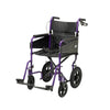 Image of Lightweight Folding Transit Wheelchair with Attendant Brakes angled front view with black seat and armrests