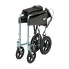Image of Lightweight Folding Transit Wheelchair with Attendant Brakes folded blue frame compact storage position