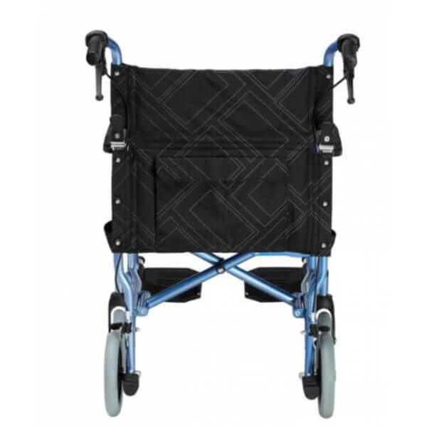 LightweightTransit Wheelchair with Seatbelt & Brakes Blue Folded