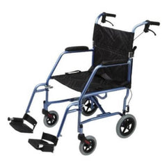 LightweightTransit Wheelchair with Seatbelt & Brakes Blue