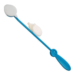 Long Handle Lotion Applicator for Back and Body blue handle with white sponge applicator pads
