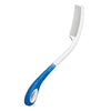 Image of Long Handled Hair Brush and Comb for Limited Mobility Grooming angled long reach grooming aid with ergonomic blue handle