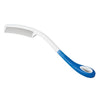 Image of Long Handled Hair Brush and Comb for Limited Mobility Grooming curved long reach comb with ergonomic blue handle for easy grooming