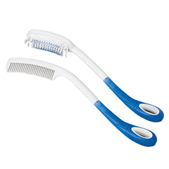 Long Handled Hair Brush and Comb for Limited Mobility Grooming set with long reach comb and bristle brush ergonomic handles