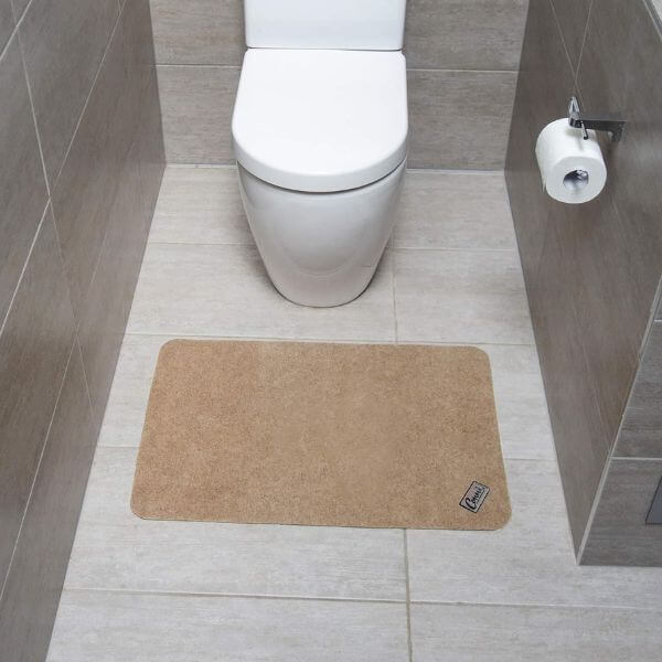 Low Profile Absorbent Non-Slip Floor Mat 45 x 70cm Pebble near Toilet