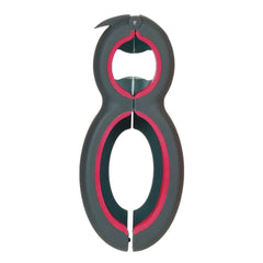 Multi-Function Jar Opener 6-in-1 Bottle, Can & Jar Opening Tool grey handheld opener with multiple grip sizes
