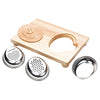 Image of Multi Purpose Food Preparation Board for One Handed Cooking wooden board with interchangeable stainless steel grater bowls