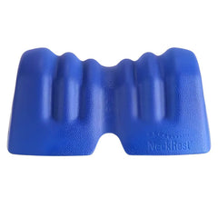 NeckRest at-home neck pain relief device in blue contoured cervical support shape