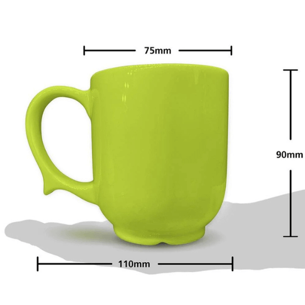 One-Handled Ceramic Mug for Seniors Green Body Measurements