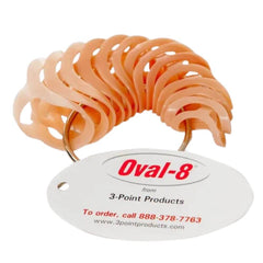 Oval-8 Finger Splint Sizing Kit set of multiple beige finger splints on sizing ring