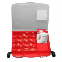 Oval 8 Finger Splint Kit for PIP and DIP Joint Support storage case with multiple beige splints organized by size