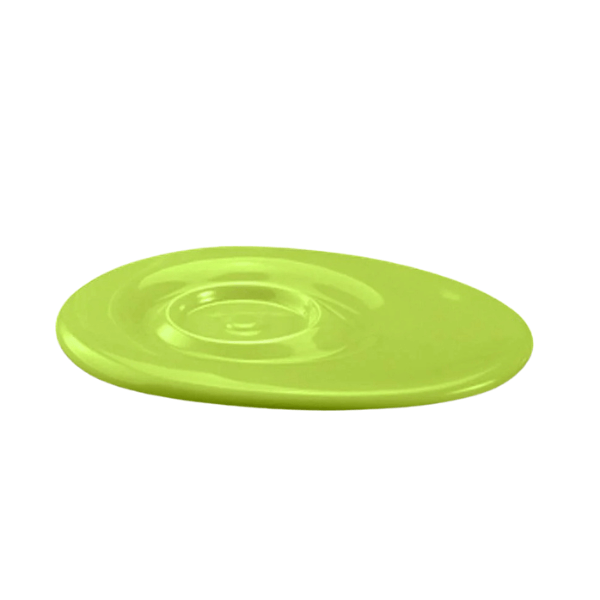 Oval Ceramic Saucer For Seniors Green Side View