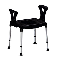 Over Toilet Commode Chair with Armrests and Non Slip Feet black frame adjustable legs open commode seat